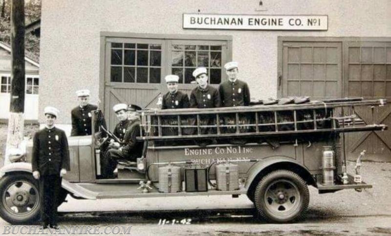 Our First Fire Apparatus, The &quot;Red Flyer&quot; handbuilt by our members. Taken at our old station on Bleakley Avenue.